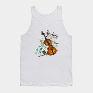 Floral Violin with Flowers Tank Top